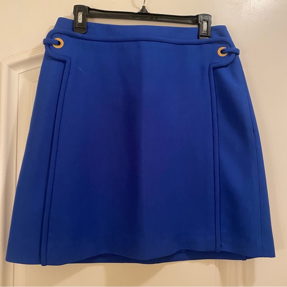 Tory Burch Jane Blue Dahlia Wool Skirt - Size 8, zippered back & side details - Picture 2 of 3